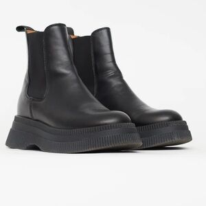 Ganni Black Platform Ankle Boots